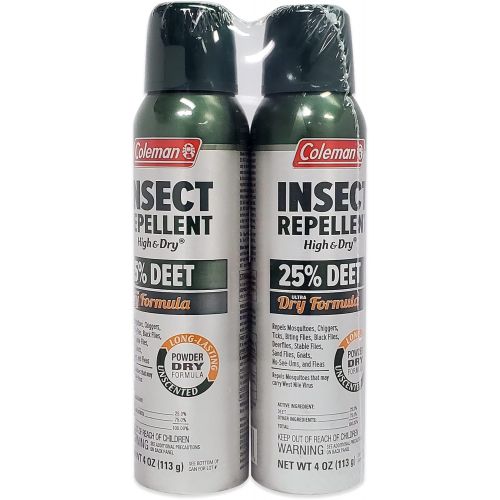 콜맨 Coleman Dry Formula 25% DEET Insect Repellent Spray , 4 oz - Twin Pack