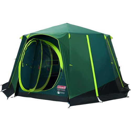 콜맨 Coleman Tent Octagon, 6 Man Festival Dome Tent, 6 Person Family Camping Tent with 360° Panoramic View, Stable Steel Pole Construction, Sewn-in Groundsheet, 100 Percent Waterproof