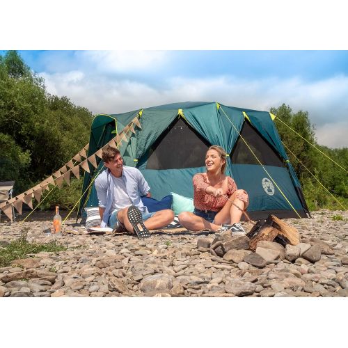 콜맨 Coleman Tent Octagon, 6 Man Festival Dome Tent, 6 Person Family Camping Tent with 360° Panoramic View, Stable Steel Pole Construction, Sewn-in Groundsheet, 100 Percent Waterproof