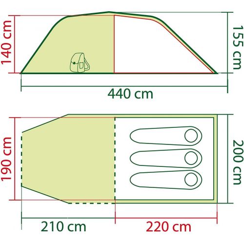 콜맨 Coleman Tent Coastline 3 Plus, Compact 3 Man Tent, also Ideal for Camping in the Garden, 3 Person Tunnel Tent, Light Trekking and Camping Tent with Awning, Waterproof