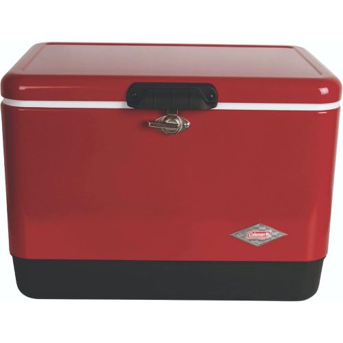 콜맨 Coleman Cooler Steel-Belted Cooler Keeps Ice Up to 4 Days 54-Quart Cooler for Camping, BBQs, Tailgating & Outdoor Activities