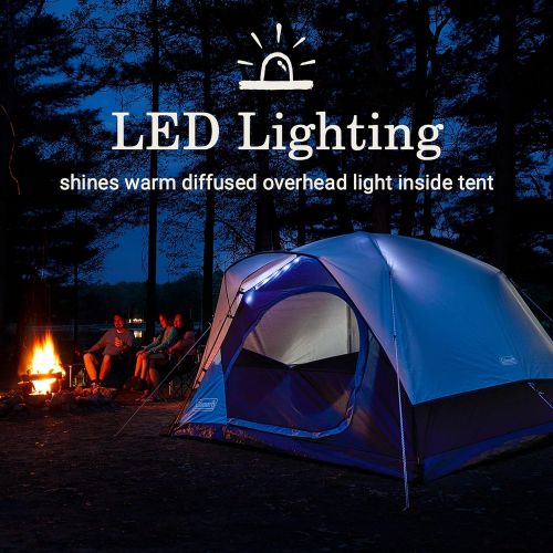 콜맨 Coleman Skydome Camping Tent with LED Lighting
