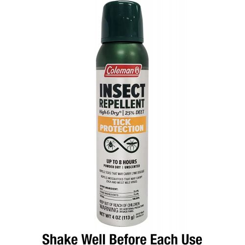 콜맨 Coleman Tick Protection Dry Formula 25% DEET Insect Repellent, Tick Repellent for People - 4 oz
