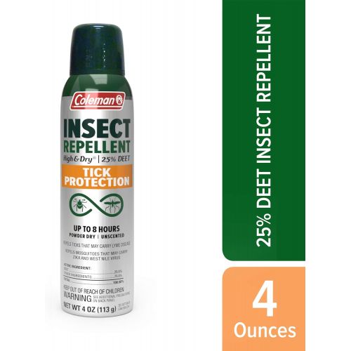 콜맨 Coleman Tick Protection Dry Formula 25% DEET Insect Repellent, Tick Repellent for People - 4 oz