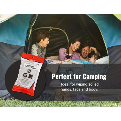 콜맨 Coleman Biodegradable Wipes, 6 Pack Compostable and Non-Toxic Ideal Travel Wipes for Camping and Backpacking Each Pack Contains 30 Wipes, 8 x 11 Inches