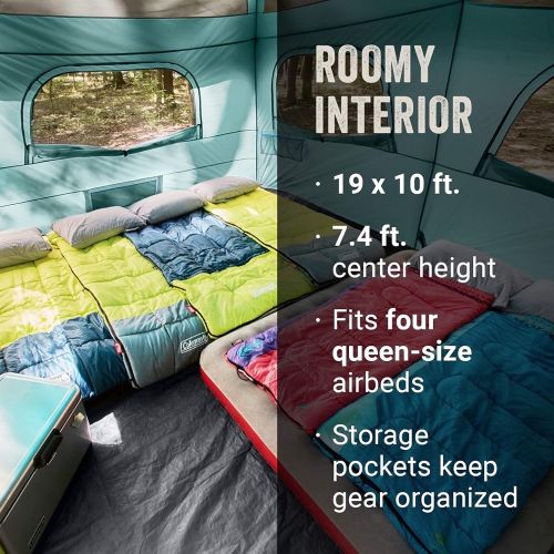 콜맨 Coleman Camping Tent Skylodge 12 Person Tent Screen Room, Evergreen