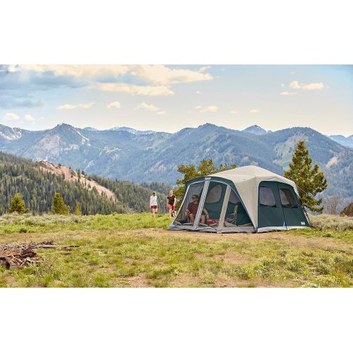 콜맨 Coleman Camping Tent Skylodge 12 Person Tent Screen Room, Evergreen