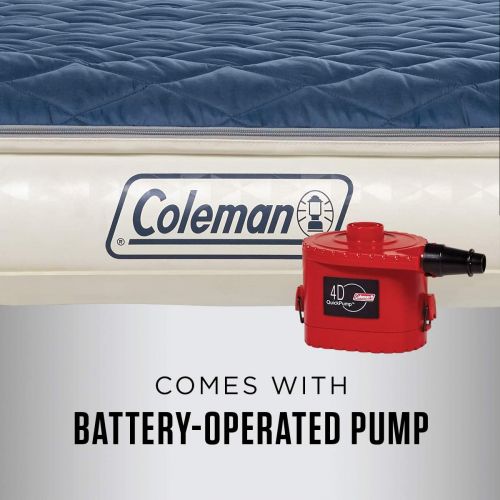 콜맨 Coleman Inflatable Airbed with Zip-On Insulated Mattress Topper & Battery-Operated Pump, Queen