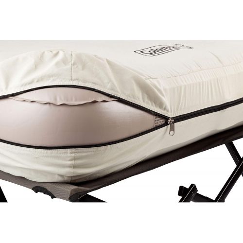 콜맨 Coleman Camping Cot, Air Mattress, and Pump Combo | Folding Camp Cot and Air Bed with Side Tables and Battery Operated Pump