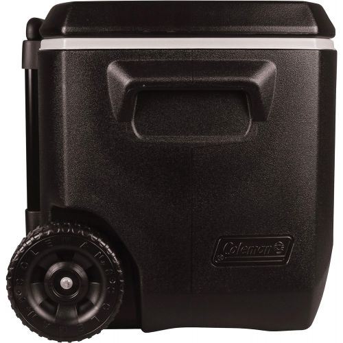 콜맨 Coleman Rolling Cooler | 50 Quart Xtreme 5 Day Cooler with Wheels | Wheeled Hard Cooler Keeps Ice Up to 5 Days, Black