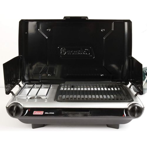 콜맨 Coleman Gas Camping Grill/Stove Tabletop Propane 2 in 1 Grill/Stove, 2 Burner