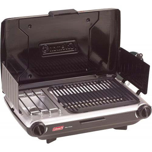 콜맨 Coleman Gas Camping Grill/Stove Tabletop Propane 2 in 1 Grill/Stove, 2 Burner