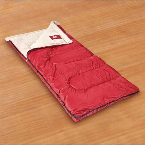 콜맨 Coleman Sleeping Bag 30°F Palmetto Sleeping Bag Cool Weather Sleeping Bag , Red