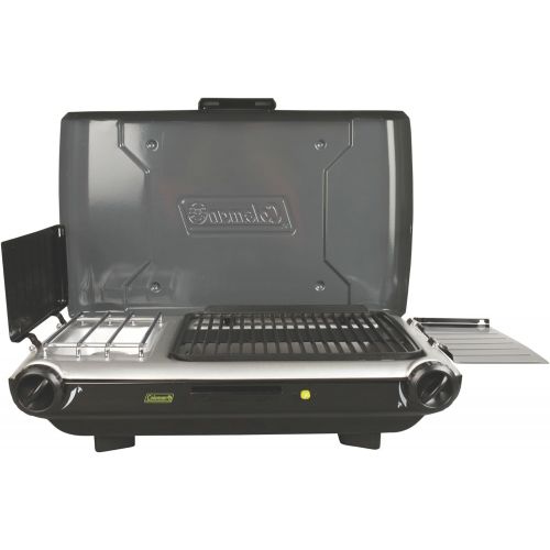 콜맨 Coleman Camp Propane Grill/Stove+ , Black and Silver