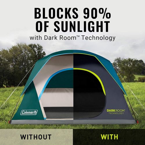 콜맨 Coleman Skydome Camping Tent with Dark Room Technology, 6 Person