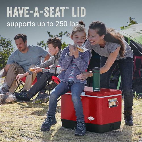 콜맨 Coleman Cooler | Steel-Belted Cooler Keeps Ice Up to 4 Days | 54-Quart Cooler for Camping, BBQs, Tailgating & Outdoor Activities