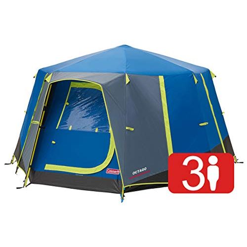 콜맨 Coleman Tent Octago, 3 Man Tent Ideal for Camping in The Garden, Dome Tent, Waterproof 3 Person Camping Tent with Sewn-in Groundsheet