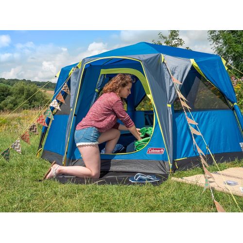 콜맨 Coleman Tent Octago, 3 Man Tent Ideal for Camping in The Garden, Dome Tent, Waterproof 3 Person Camping Tent with Sewn-in Groundsheet