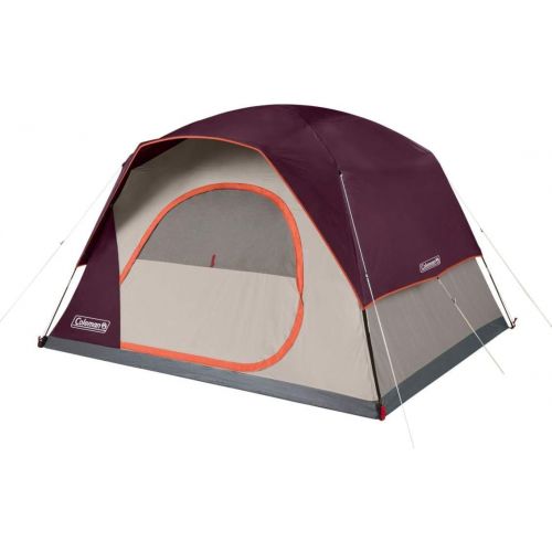 콜맨 Coleman Skydome 6 Person WeatherTec Easy Assembly Outdoor Family Camping Hiking Dome Tent, Blackberry