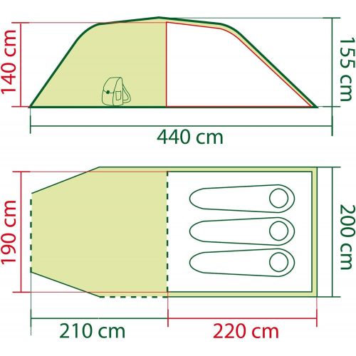 콜맨 Coleman Tent Coastline 3 Plus, Compact 3 Man Tent, also Ideal for Camping in the Garden, 3 Person Tunnel Tent, Light Trekking and Camping Tent with Awning, Waterproof