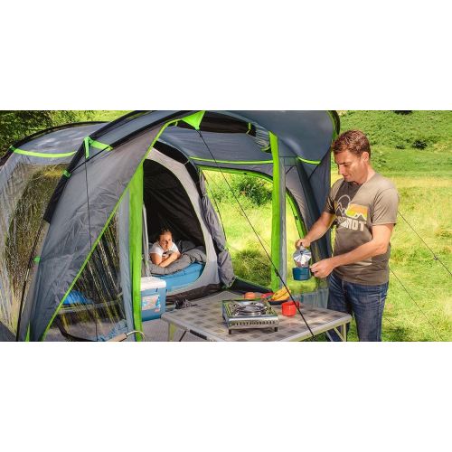 콜맨 Coleman tent Meadowood Air, tent persons, large family tent with extra large dark sleeping compartments and vestibule, quick to set up, waterproof WS 4,000 mm