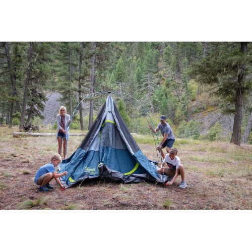 콜맨 Coleman Camping Tent 6-Person Dark Room Dome Camping Tent with Fast Pitch Setup, Blue