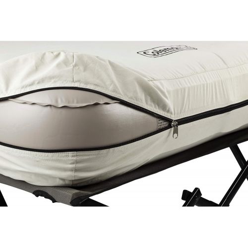 콜맨 Coleman Camping Cot, Air Mattress, and Pump Combo Folding Camp Cot and Air Bed with Side Tables and Battery Operated Pump