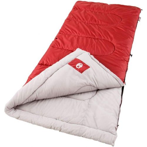 콜맨 Coleman Sleeping Bag 30°F Palmetto Sleeping Bag Cool Weather Sleeping Bag , Red