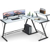 [아마존 핫딜] [아마존핫딜]L Shaped Desk Home Office Desk with Round Corner.Coleshome Computer Desk with Large Monitor Stand,PC Table Workstation, White