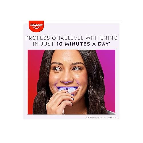  Colgate Optic White ComfortFit Teeth Whitening Kit with LED Light and Whitening Pen, LED Teeth Whitening Kit, Enamel Safe, Works with iPhone and Android