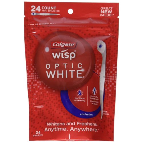  [아마존 핫딜] Colgate Optic White Wisp Disposable Mini Travel Toothbrushes, Coolmint - 24 Count (4 Pack)