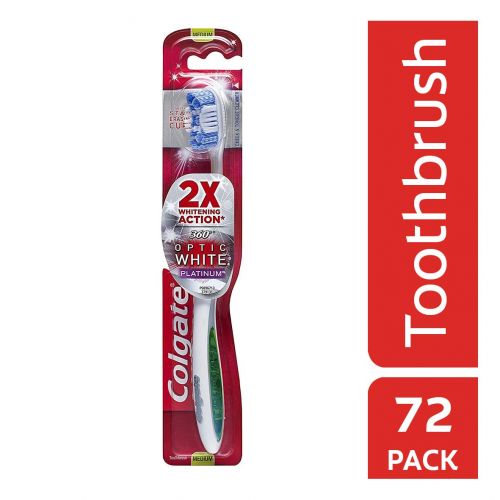  Colgate 360 Optic White Platinum Whitening Toothbrush, Soft (72 Pack)