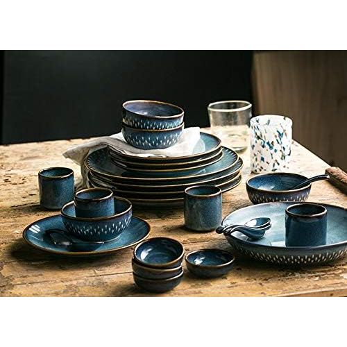 Colias Wing 2.5 Inch Vintage Blue with Brown Edge Stylish Design Multipurpose Porcelain Side Dish Bowl Seasoning Dishes Soy Dipping Sauce Dishes-Set of 4-Blue