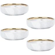 [아마존베스트]Colias Wing 3.5 Inch Elegant&Attractive Marble Pattern Stylish Design Multipurpose Porcelain Side Dish Bowl Seasoning Dishes Soy Dipping Sauce Dishes-Set of 4-White&Golden