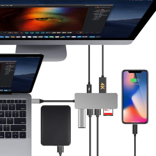  Coling USB C Hub Adapter, 7 in 1 Macbook USB 3.1 C Adapter with Type C Charging Port, 4K HDMI Output, Card Reader,1 USB3.02 USB 2.0 Port for Macbook, ChromeBook with Type C Plug & Other