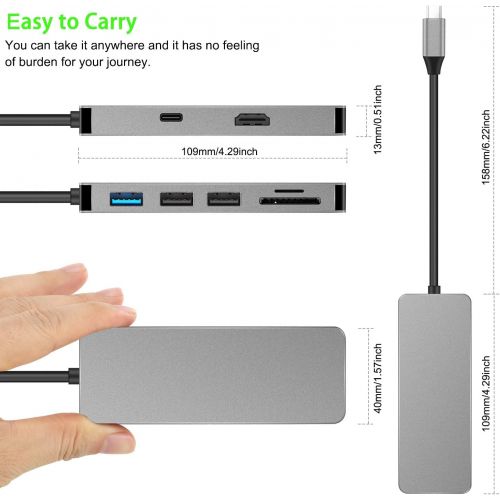  Coling USB C Hub Adapter, 7 in 1 Macbook USB 3.1 C Adapter with Type C Charging Port, 4K HDMI Output, Card Reader,1 USB3.02 USB 2.0 Port for Macbook, ChromeBook with Type C Plug & Other