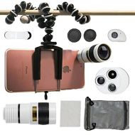 Collasaro Phone Camera Lenses, Phone Lens Kit with HD Telephoto Lens, Fish-Eye Lens, 0.63X Wide Angle Lens, 15X Macro Lens and CPL Lense for iPhone and Android Smartphones (White)