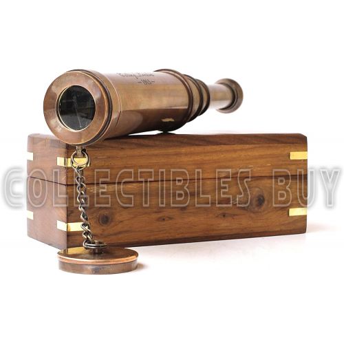  [아마존베스트]Vintage Copper Finish Telescope with Wooden Box Marine Gift London 1917