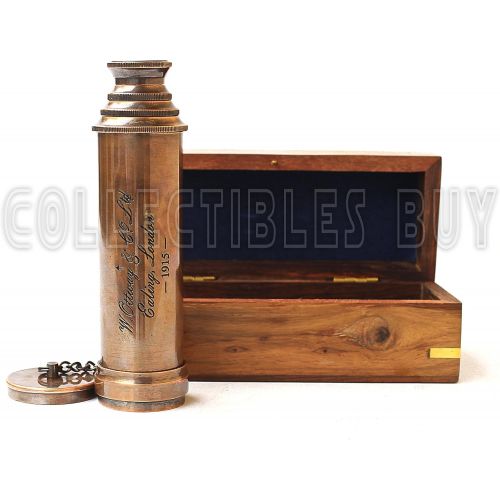  [아마존베스트]Vintage Copper Finish Telescope with Wooden Box Marine Gift London 1917