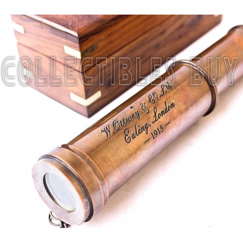  [아마존베스트]Vintage Copper Finish Telescope with Wooden Box Marine Gift London 1917