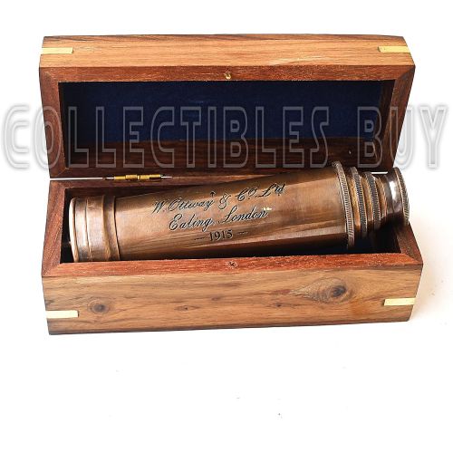  [아마존베스트]Vintage Copper Finish Telescope with Wooden Box Marine Gift London 1917