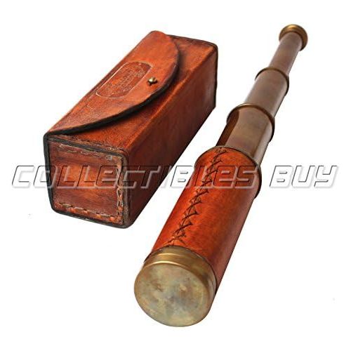  [아마존베스트]Orange Leather Marine Box Telescope Dollond London 1920 Era Maritime Vintage Functional Spyglass Sailor Instrument - Handmade Gifts Article