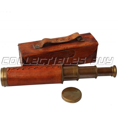  [아마존베스트]Orange Leather Marine Box Telescope Dollond London 1920 Era Maritime Vintage Functional Spyglass Sailor Instrument - Handmade Gifts Article