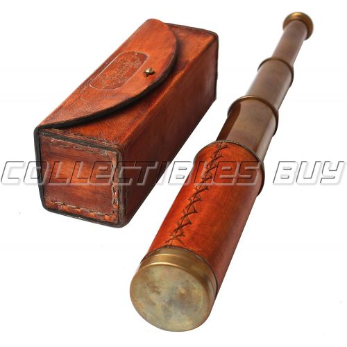  [아마존베스트]Orange Leather Marine Box Telescope Dollond London 1920 Era Maritime Vintage Functional Spyglass Sailor Instrument - Handmade Gifts Article