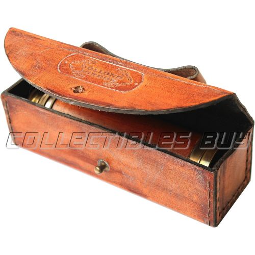  [아마존베스트]Orange Leather Marine Box Telescope Dollond London 1920 Era Maritime Vintage Functional Spyglass Sailor Instrument - Handmade Gifts Article