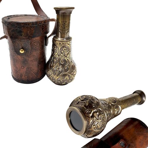  [아마존베스트]CollectiblesBuy New Handmade Royal Pirates Handicraft Antique Marine Telescope with Leather Case Dollond London Marine Authentic Article Nautical Spyglass