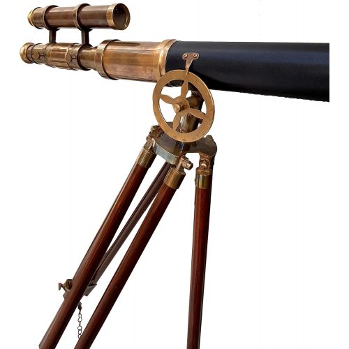  [아마존베스트]Maritime Brass Antique Double Barrel Designer Telescope with Wooden Tripod Floor Standing Telescopic tripods - collectiblesBuy