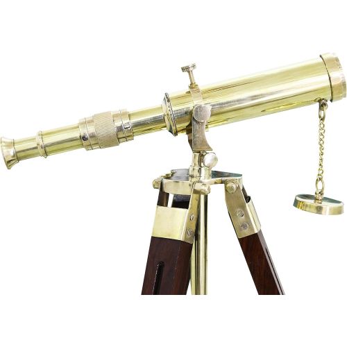  [아마존베스트]CollectiblesBuy Antique Handmade Tripod Telescope Desktop Decorative Shiny Brass Wooden Stand