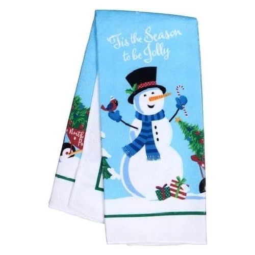  [아마존베스트]Collection Christmas Kitchen Towel Set 5 Piece 2 Pot Holders & Towels with 1 Oven Mitt (Snowman)