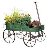 Collections Etc Amish Wagon Decorative Indoor/Outdoor Garden Backyard Planter, Green